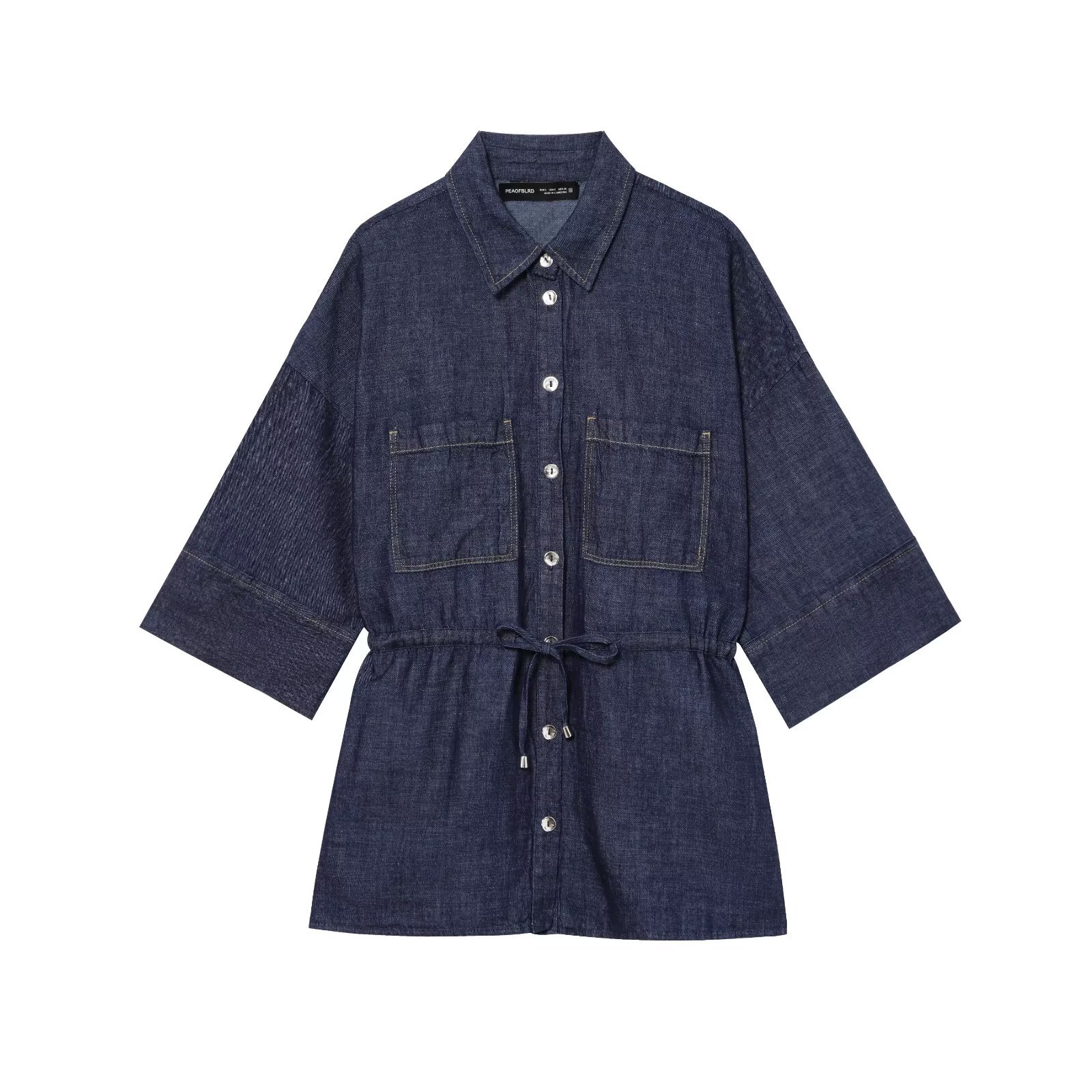 Cross-border European American Women's Fashion Bestseller: Casual And Stylish Denim Blend Shirt With_ecoleips.com