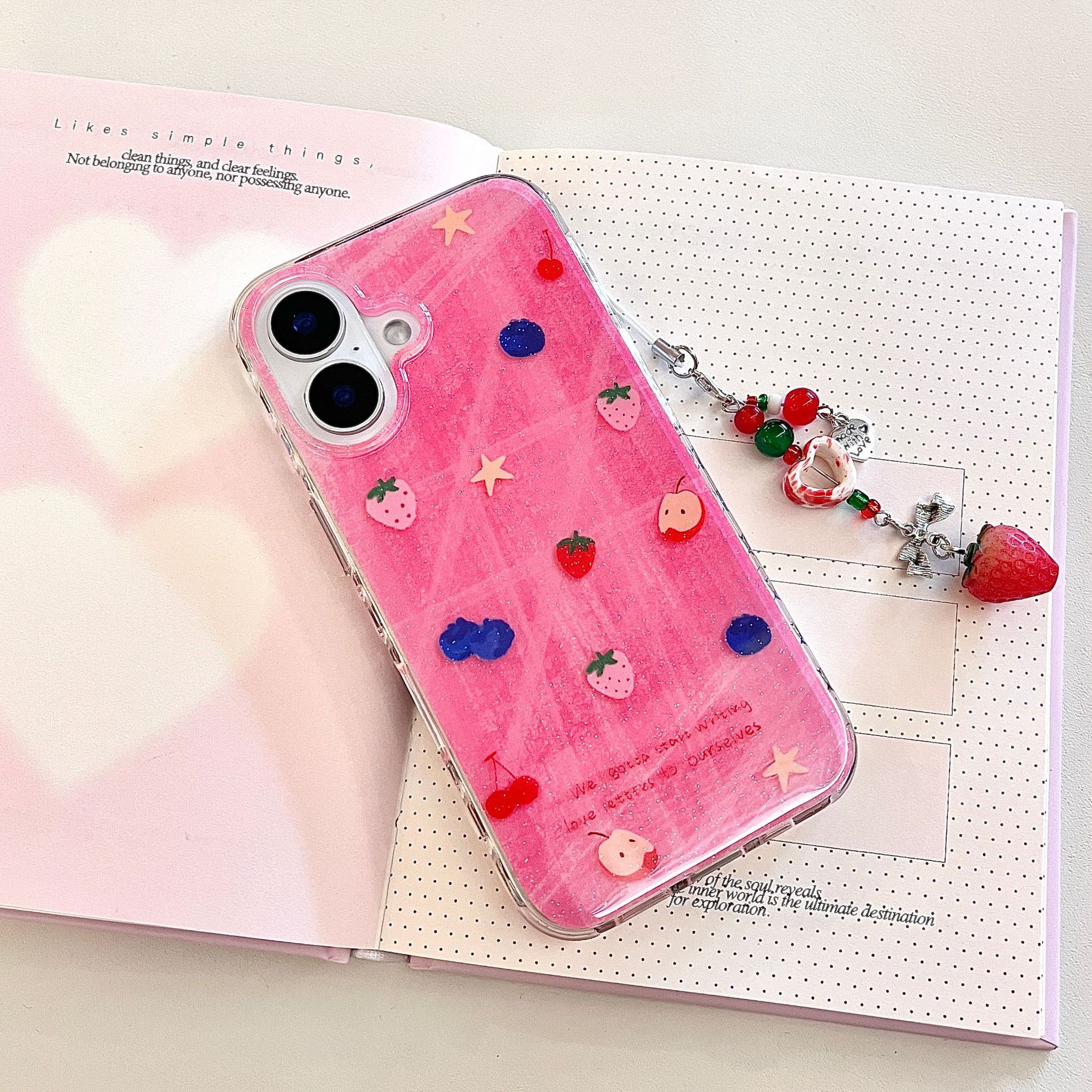 Fruta de graffiti coreana para Apple 16ProMax funda para teléfono móvil 15/14 Simple 15Pro nicho 13 colgante 16