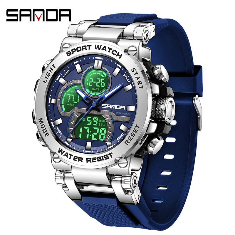 SANDA reloj electrónico transfronterizo personalidad cool reloj de pulsera estudiantes luz nocturna multifuncional moda reloj de pulsera para hombres 6183