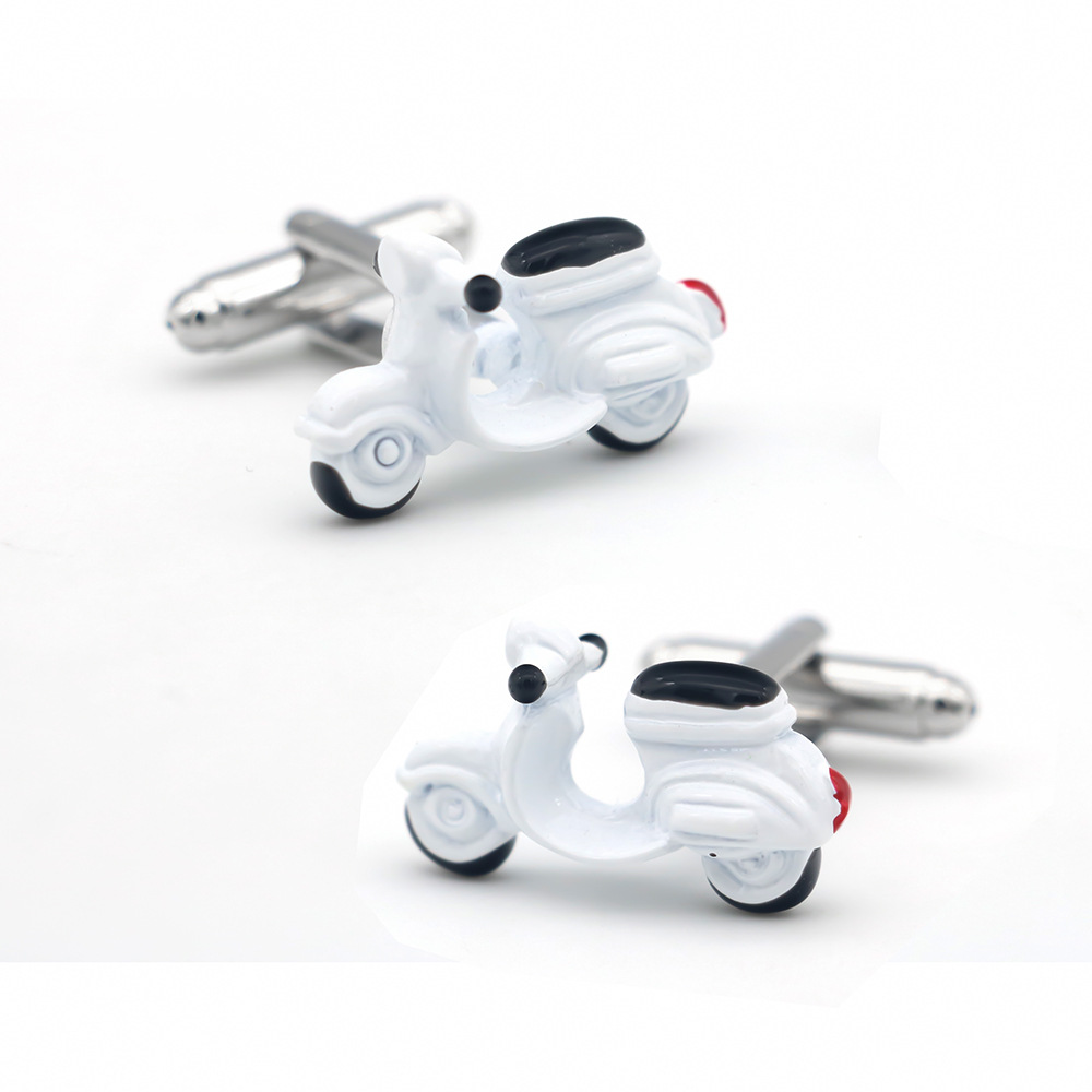 [Quality paint does not bubble] men's French buttons life tools white motorcycle electric car cufflinks