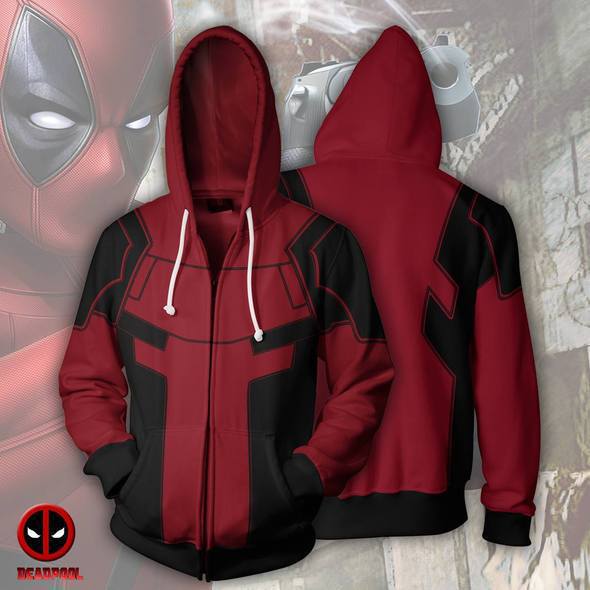 Foreign Trade Popular Autum New Deadpool Series 3D Printed Comic Movie Animation Men's Zipper Sports Hooded