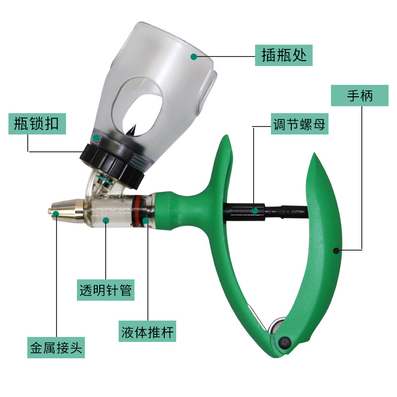 Jeringa automática de aguja de vacuna veterinaria jeringa continua automática jeringa de vacuna de cerdo ajustable, ganado vacuno y ovejas