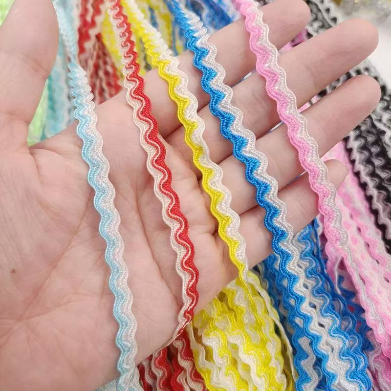 Spot bicolor en forma de S ondulado correas 5mm polipropileno ola de agua encaje étnico drama traje sombrero material hecho a mano