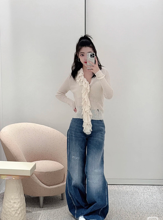 南油高端秋冬女装D家25新款高腰显瘦喇叭百搭牛仔裤女|undefined