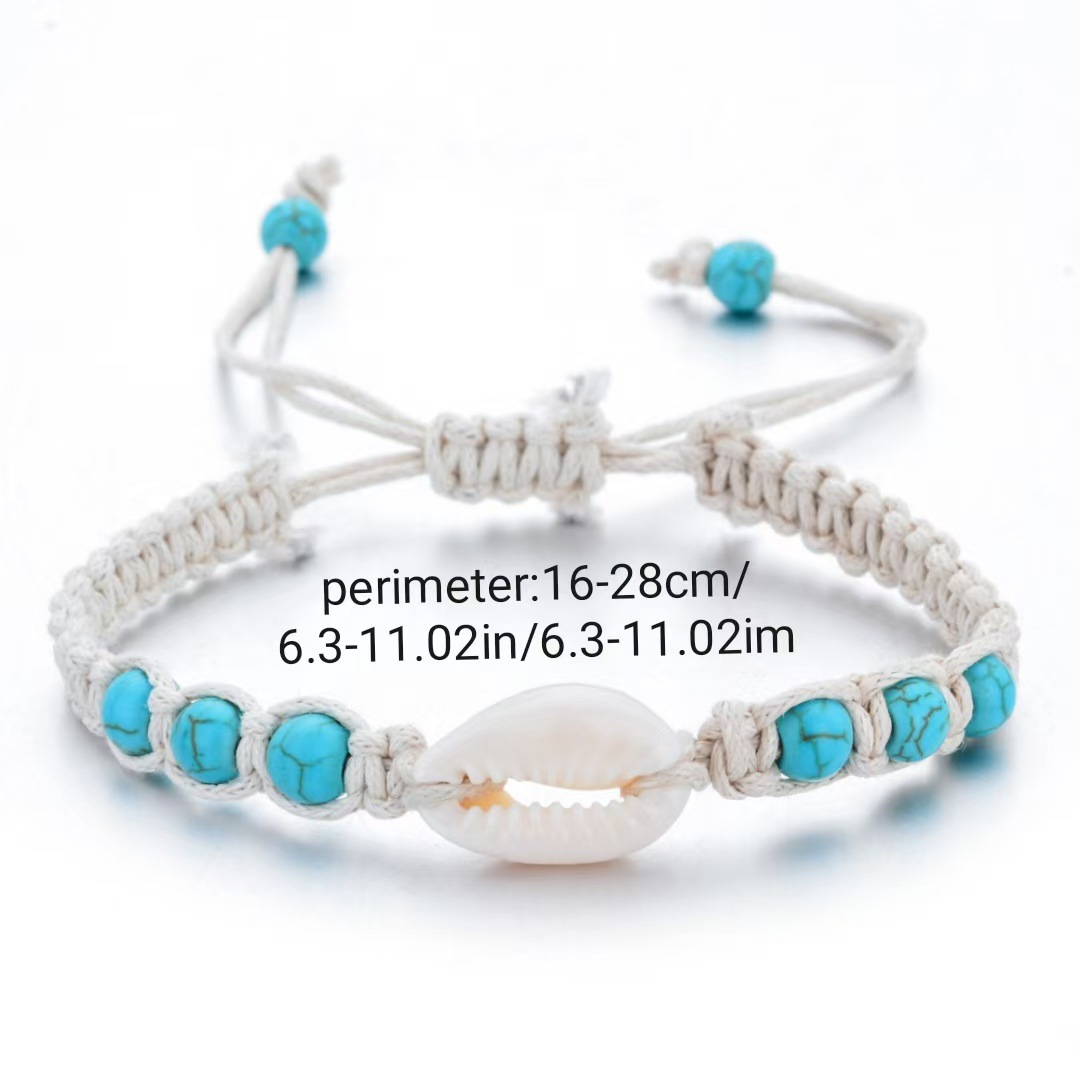 Bohemian Ocean Style Shell Turquoise Starfish Beaded Waterproof Wax Thread Braided Unisex Beach Style Hand