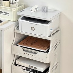 新款办公室打印机置物架落地小推车文件收纳架桌下多层可移动架子