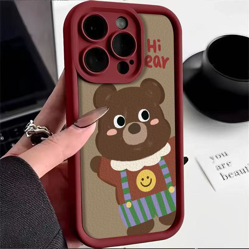 Cute Han Han Bear Adecuado para iPhone 16pro Funda para teléfono móvil Apple 15/14 Dibujos animados 13promax Nuevo 12