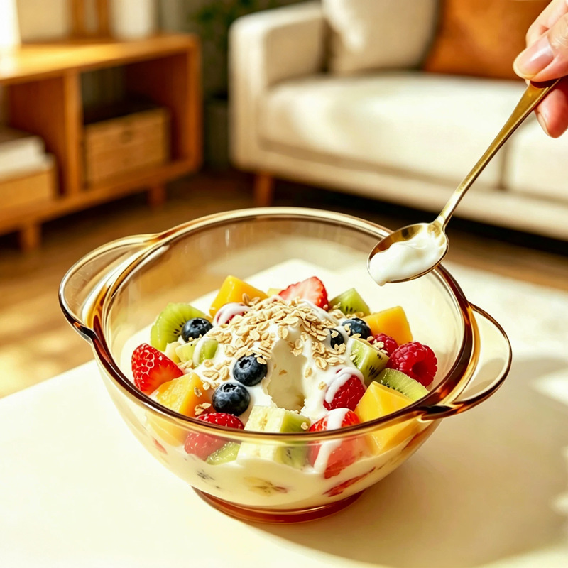 Glass bowl for home use, microwave-safe, high-temperature resistant, luxury tableware set, double-handled soup bowl, large plate, salad bowl Glass bowl for home use, microwave-safe, high-temperature resistant, luxury tableware set, double-handled soup bowl, large plate, salad bowl