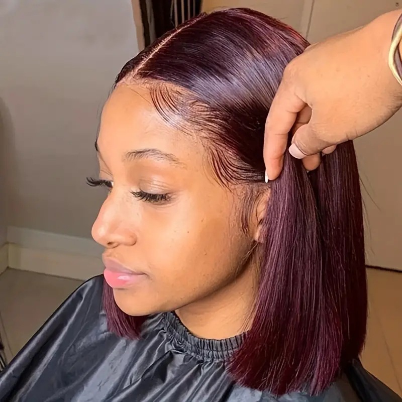 Perruque bob mi-longue de style européen/américain avec lace frontale et extensions de cheveux synthétiques_voghion.com