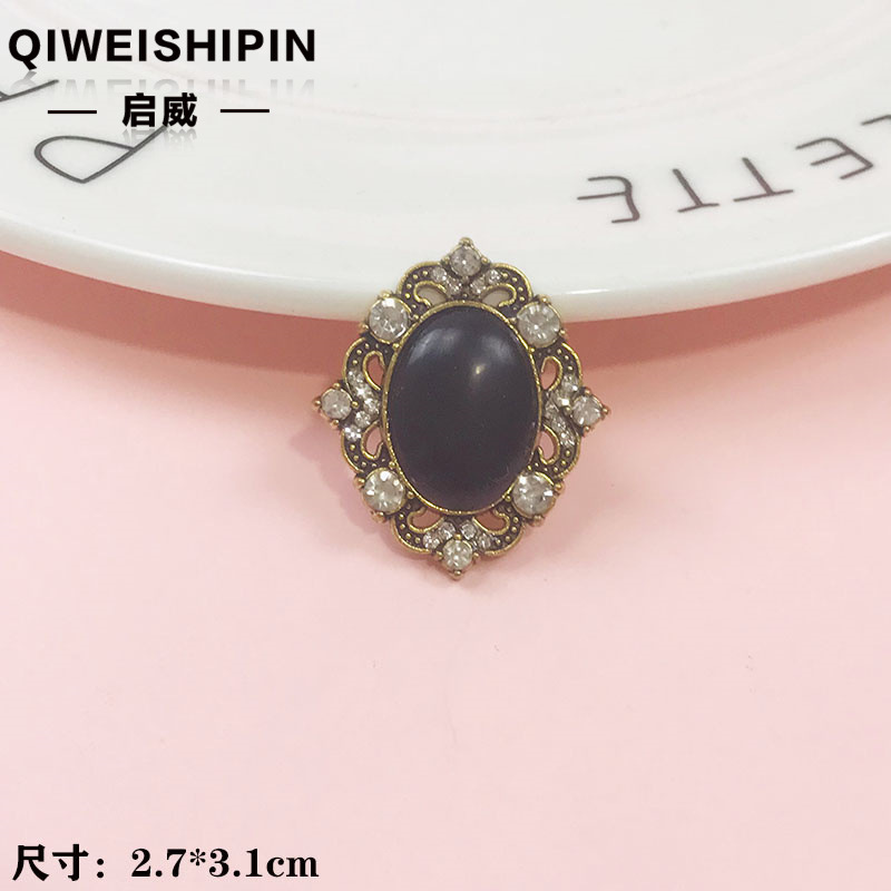 启威长方形花盘珍珠钻五角diy材料 水钻扣鞋包包花配饰  合金配件|undefined
