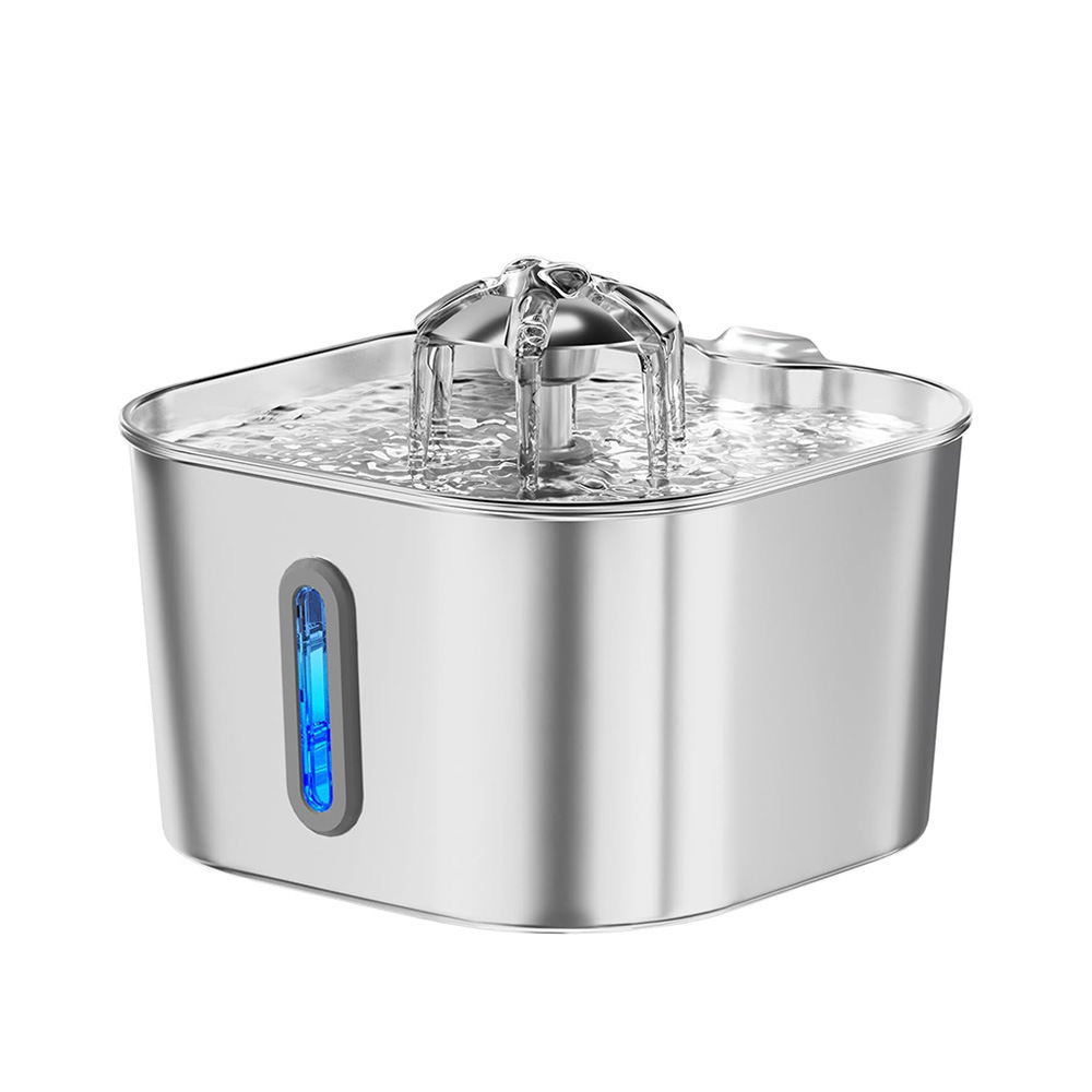 Fábrica de fuente 2.2L agua de acero inoxidable para mascotas filtración de circulación de carbón activado purificación de agua viva alimentador de agua para gatos y perros
