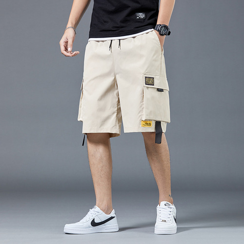 Cargo shorts men's summer thin Korean style trendy brand large size loose five-quarter pants outer wear men's fashionable casual pants