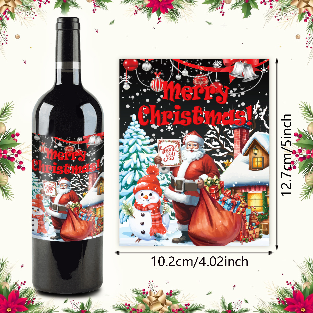 Nuevos productos transfronterizos de etiquetas de botellas de vino de fiesta de Navidad etiquetas adhesivas de decoración de botellas de vino de copa de Navidad image 2