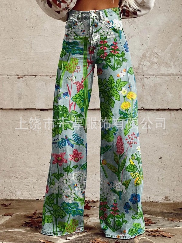 スポット卸売人気独立系サイト Xiyin AliExpress ヨーロッパとアメリカの貿易大きいサイズの女性のカジュアルパンツ薄い模造ジーンズ|undefined