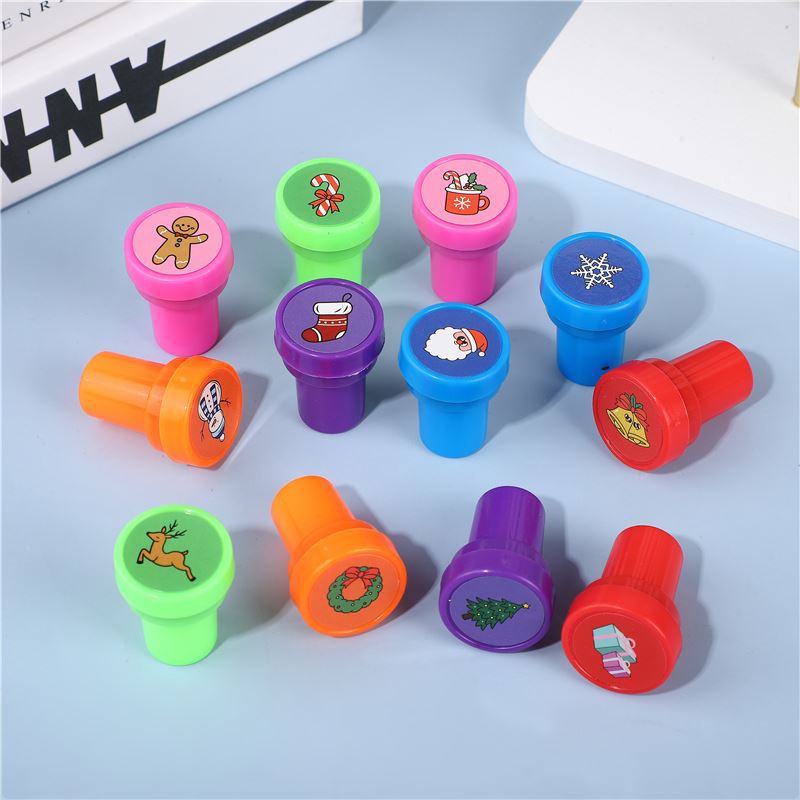 Christmas Seal Children's Small Seal Toy Round Plastic Cartoon Pattern Seal Atomic Seal Oil Seal Cover Seal