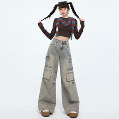 American spring clothing new hot girl style women's denim wide-leg pants work pants jeans women's trousers length