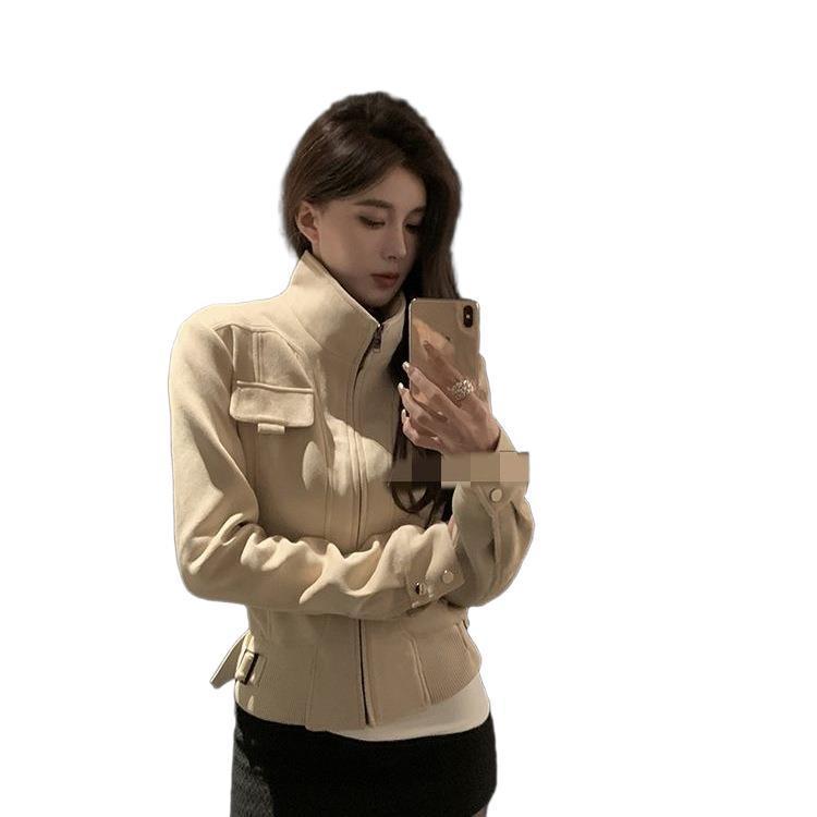 美式复古麂皮绒短款机车外套女2025早秋新款时尚港风上衣夹克潮|undefined