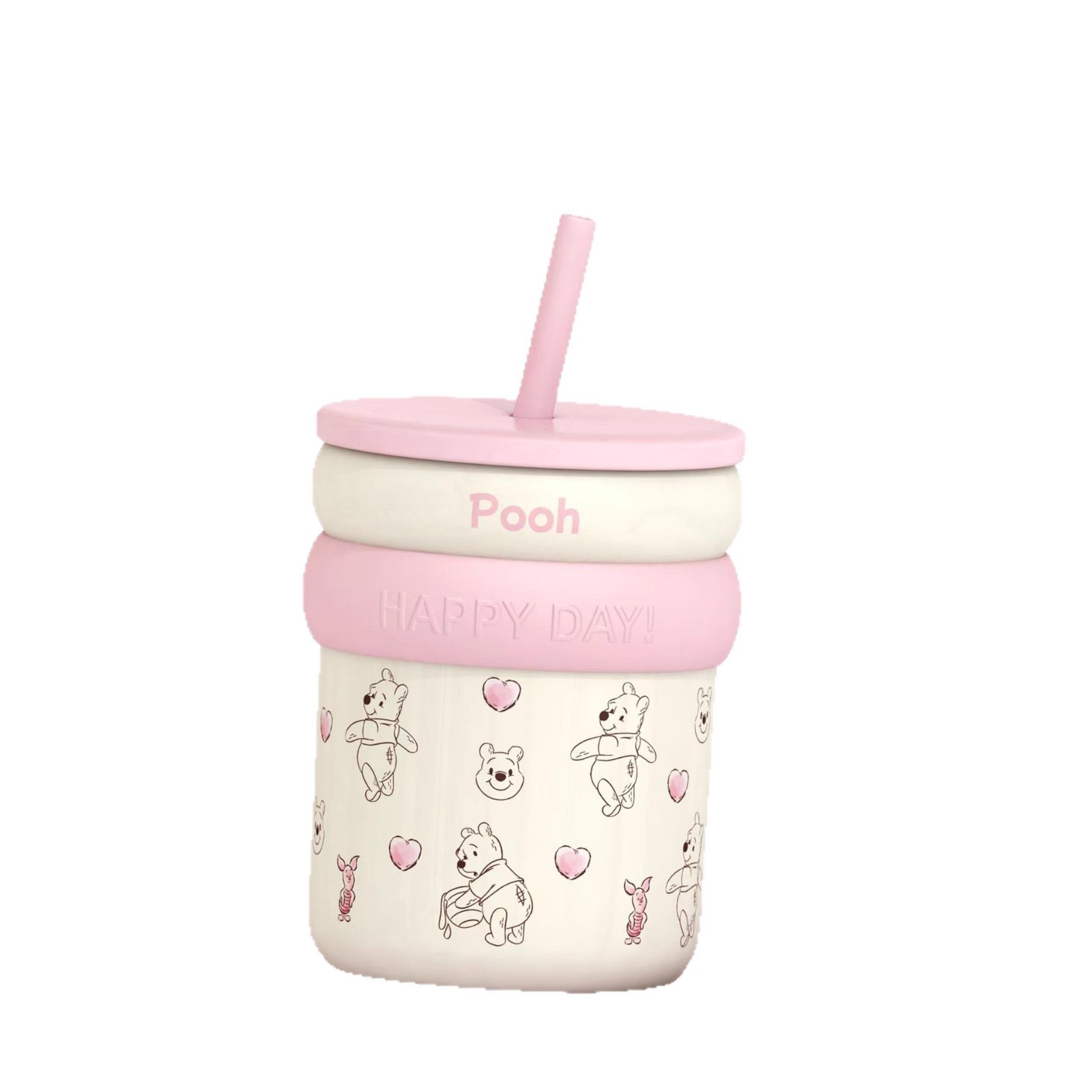 Personalidad creativa Winnie el oso de alto valor facial taza de agua de paja de dibujos animados de oficina taza de marca regalo simple taza de café
