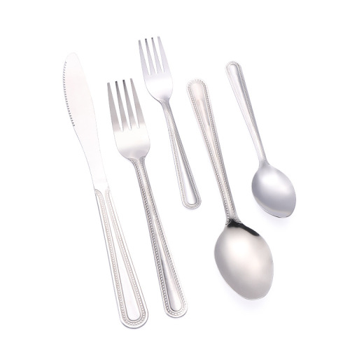 Wholesale creative pattern bead dot stainless steel knife, fork and spoon 5-piece set Steak knife, fork and spoon hotel tableware set