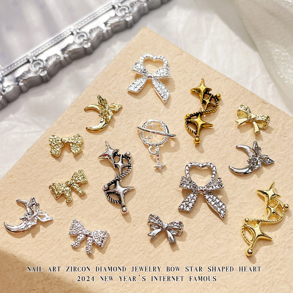retro nail decoration with bow
