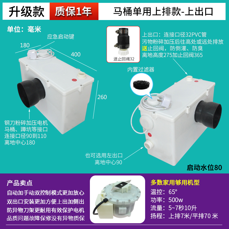 Sótano Licheng pulverizador de aluminio de litio inodoro eléctrico Fuyu cocina cuenca máquina de extracción de aguas residuales feliz elevación