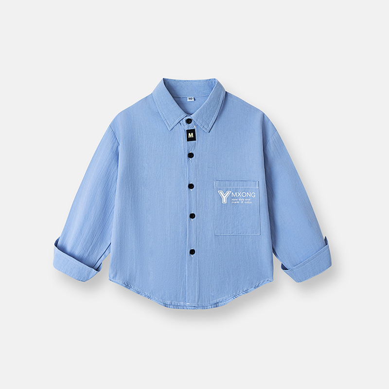 Camisas de manga larga de algodón para niños, camisas de color sólido, cuello de primavera y otoño, ropa interior para niñas coreanas, niños de mediana edad