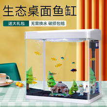魚缸小型桌面水族箱客廳家用魚缸過濾玻璃金魚缸生態帶水族小魚缸