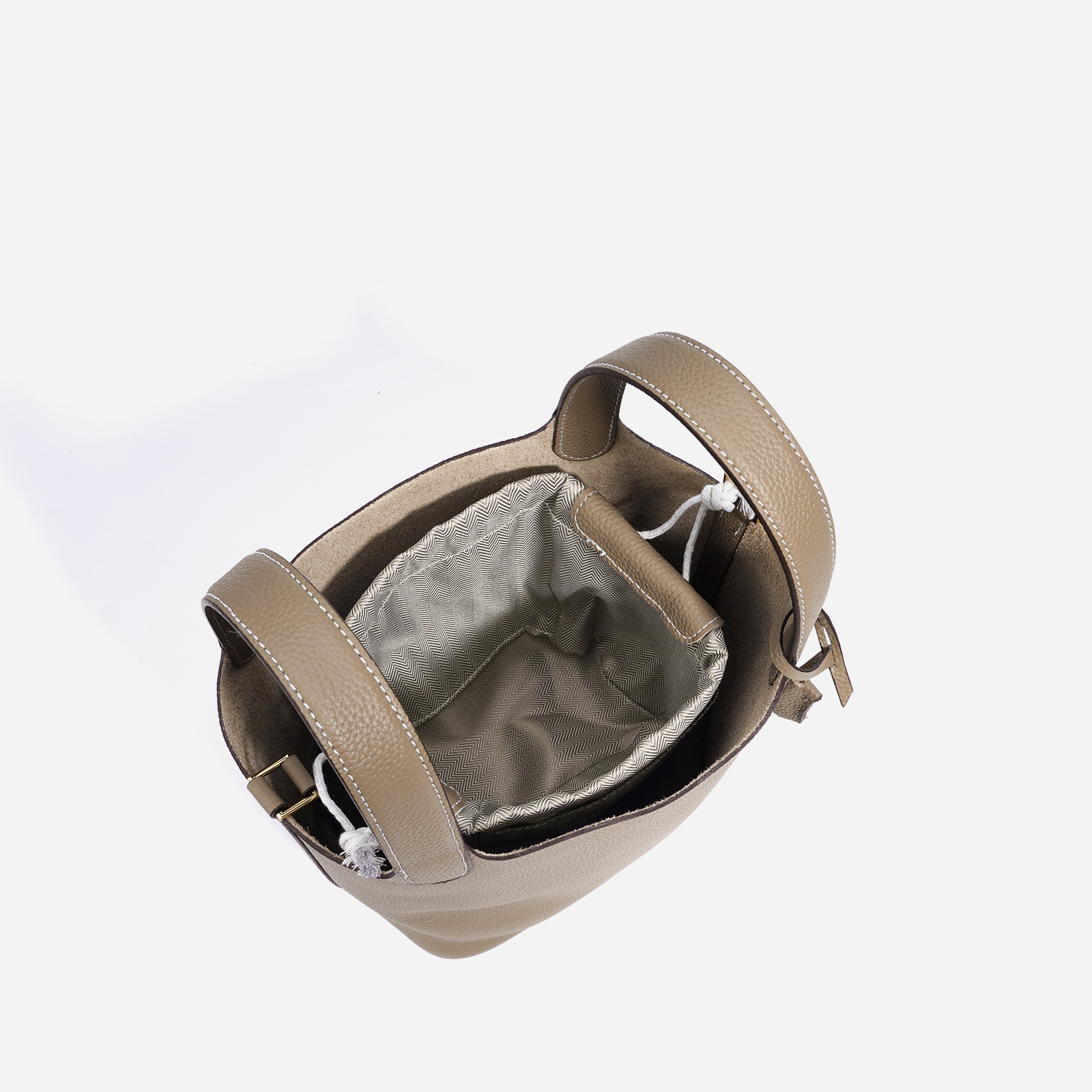 Top Grain Cowhide Basket Bag Genuine Leather Women's Designer Luxury Texture Large Capacity Handbag Bucket Bag - Thumbnail 3