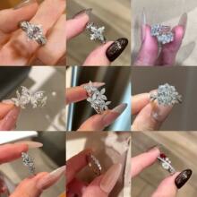 爆闪奢华铜锆石戒指女复古宫廷精致高级感小众设计漂亮可调节戒指