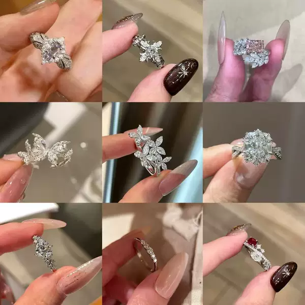 Luxurious Sparkling Copper Zircon Ring for Women, Vintage Court Style, Exquisite and High-End Niche Design, Beautiful Adjustable Ring