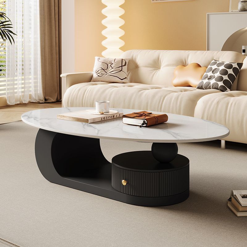 Tabla de té ovalada de roca de viento de crema, tabla de té de hierro forjado de sala de estar, nuevo tipo de té negro en línea