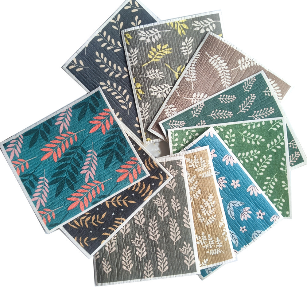 Toallas suecas alemanas dm toallas absorbentes de agua sin aceite eco pulpa de algodón impresa toallas de cocina