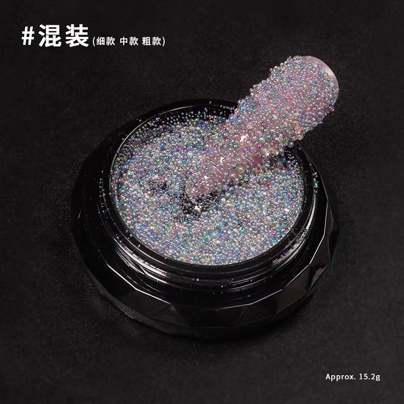 Nuevo color en línea manicure láser reflectante caviar color fantasma explosión bola brillante accesorios perlas de decoración de uñas joyas taladro