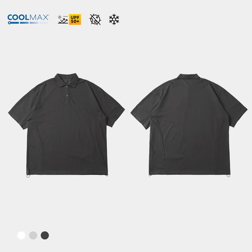 TRS Men's Clothing | 25SS COOLMAX Summer Cool Sensation Moisture-Wicking Polo Shirt Loose drawstring short-sleeve T-shirt for Men