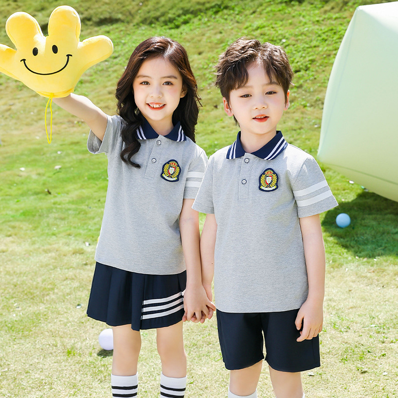 夏季中學生小學生校服班服套裝兒童運動風男女童幼兒園園服夏裝