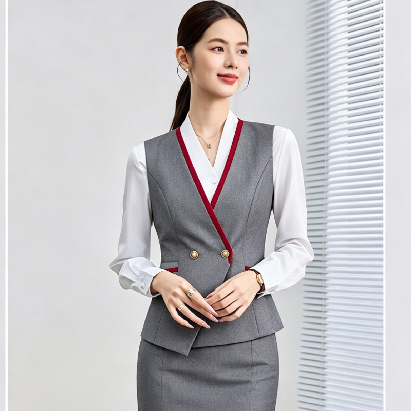 Vest suit for men and women, suitable for use in airlines, high-speed rail stations, hotels, jewelry stores, beauty salons, as workwear, and for aviation academy students and flight attendants