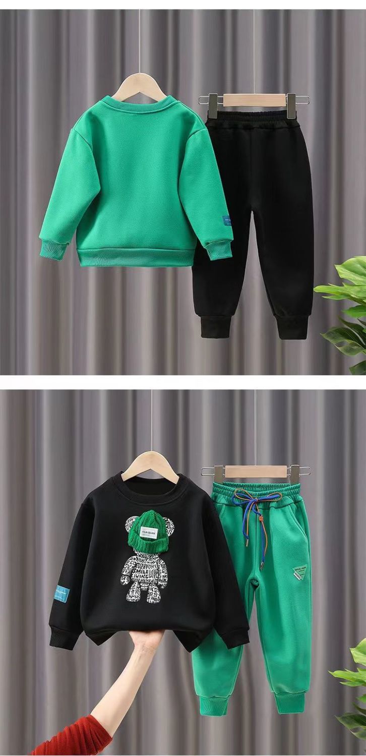 2023 neue Kleidung Jungen Mädchen Anzug kinder Frühjahr und Herbst Baumwolle Pullover Zwei Stücke_voghion.com
