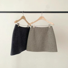 现货 2024冬季新款韩国东大门OU*CE纯色简约高腰显瘦半身裙短裙