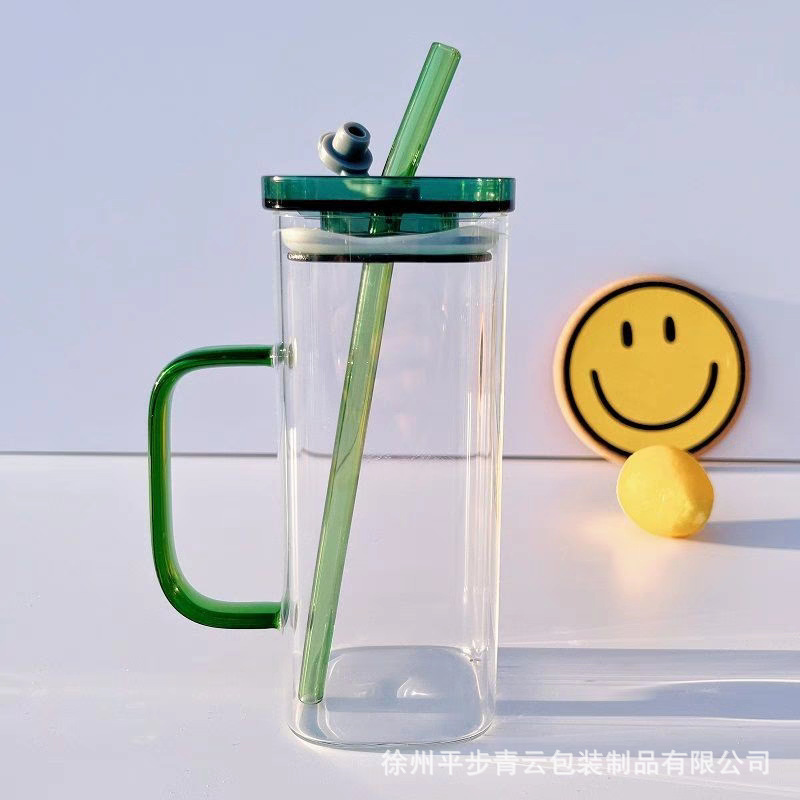 Taza cuadrada de vidrio con alto contenido de borosilicato, taza de sorbente de jugo de alto valor, taza de té para el hogar, taza de leche transparente al por mayor