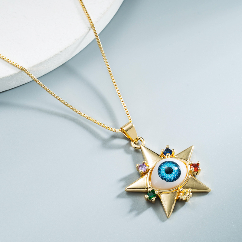Wholesale Jewelry Demon Eye Copperzircon Star Eye Pendant Necklace Nihaojewelry display picture 9