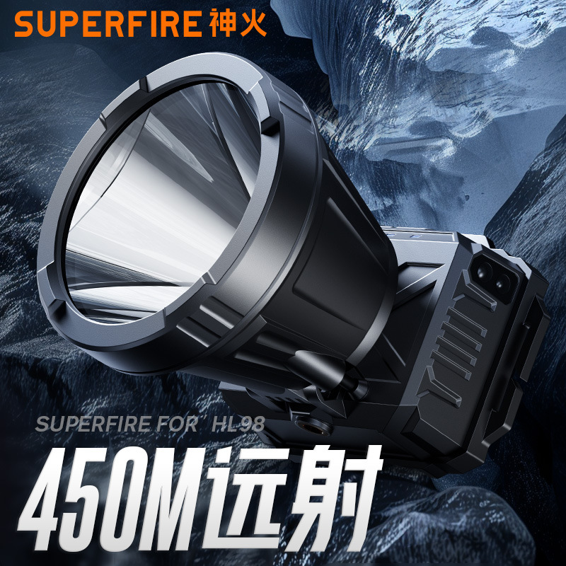 Faros de Shenhuo, luz fuerte, luz de largo alcance, iluminación de minero montada en la cabeza, gran apertura, LED recargable, faros de pesca al aire libre al por mayor