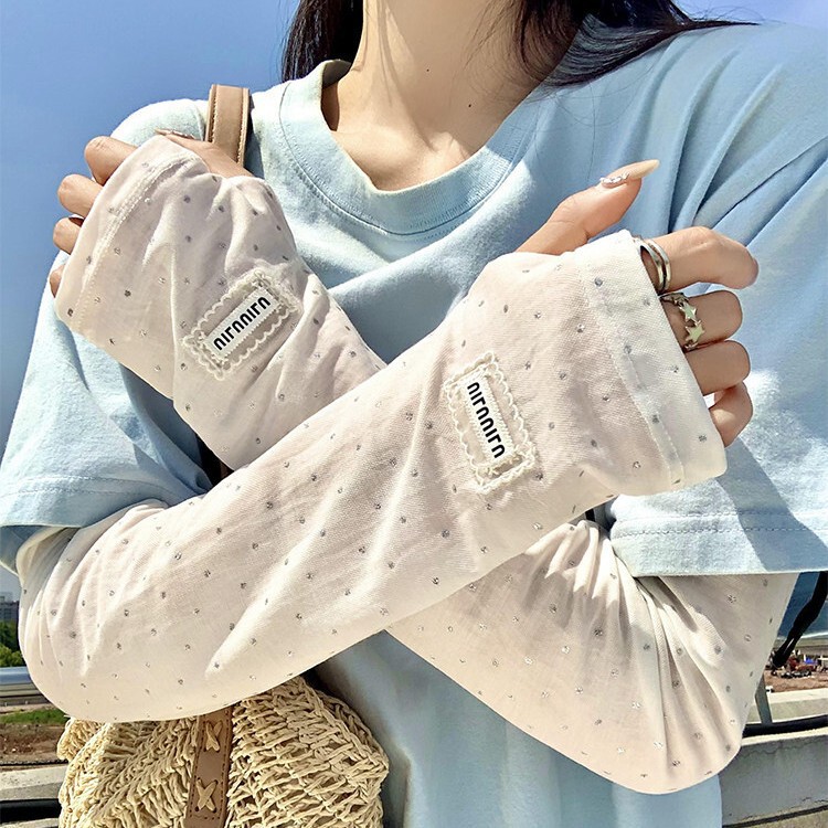 Polka Dot Ice Silk Sun Protection Sleeves for Women, Summer Arm Protection, Uv Protection, Loose Sunshade, Breathable Ice Sleeves