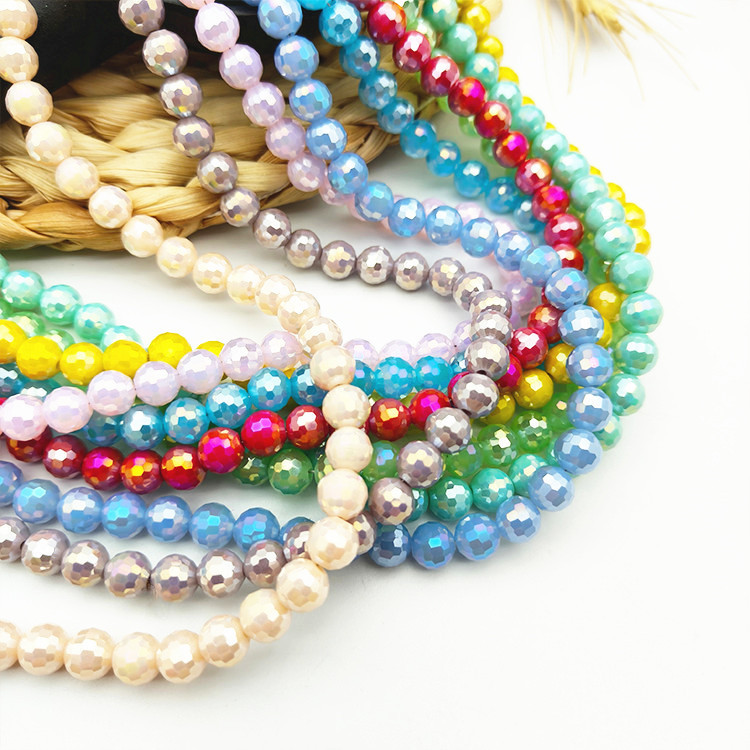 Xingtai Crystal Ball Beads Gypsophila Solid Color Color Crystal Glass Loose Beads High-End Boutique 96-Sided Earth Beads