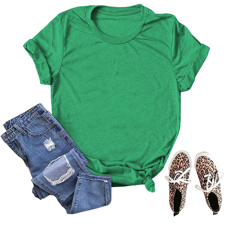 En stock Comercio exterior al por mayor transfronterizo de color sólido en blanco suelta más tamaño manga corta Camiseta hombres y mujeres mismo deseo de Amazon image 20