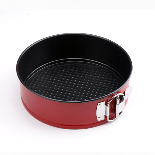 Red 10-inch live bottom lock plate round non-stick baking pan carbon steel cake mold household honeycomb carbon steel baking pan set