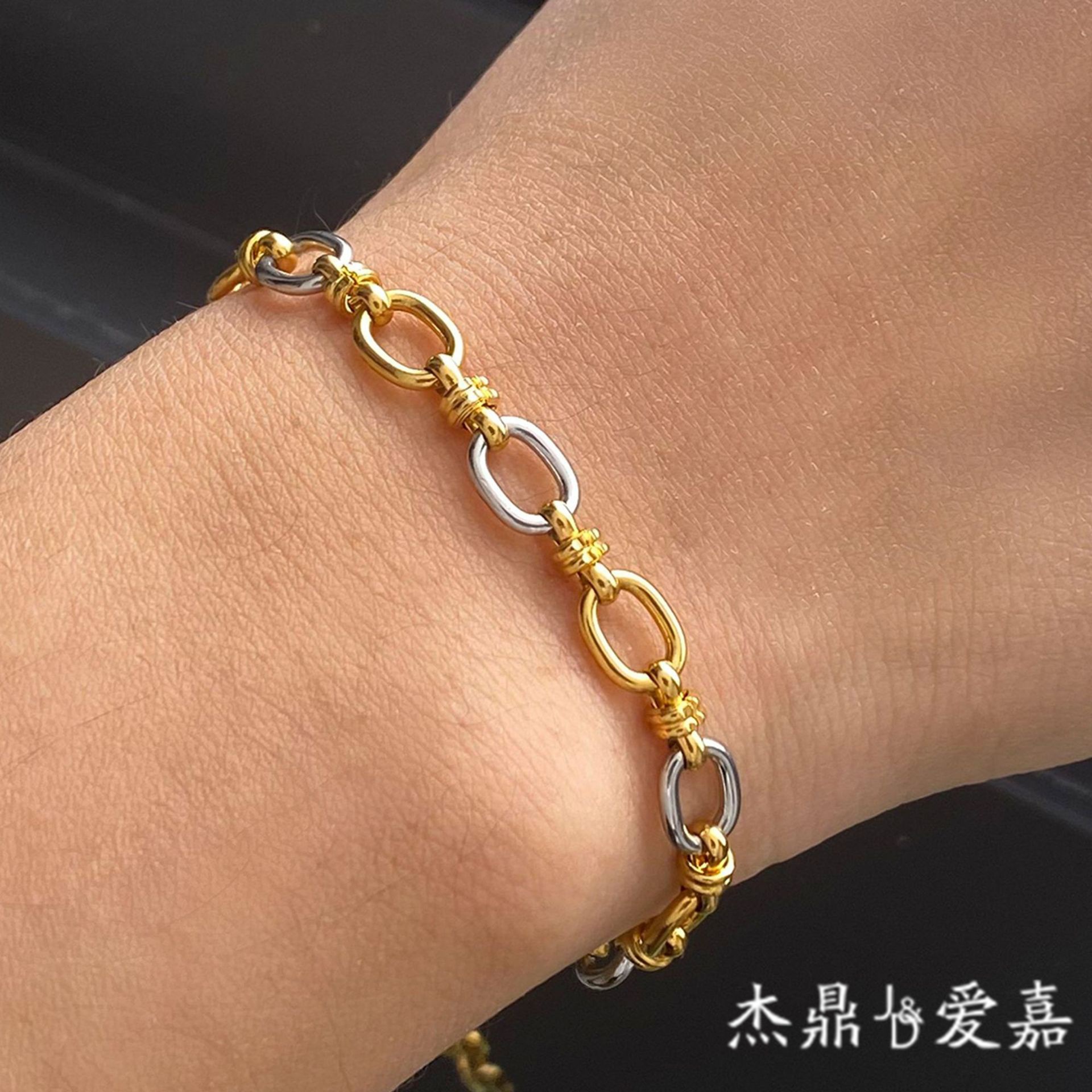 JEDING Europa y los Estados Unidos 18k color de acero de titanio pulsera ligera de lujo pulsera de alta calidad al por mayor joyería joyería de acero inoxidable joyería transfronteriza
