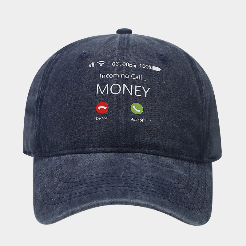 MONEY ha risposto al telefono con un berretto da baseball con motivo a trasferimento termico per uomo e donna, un cappello alla moda con lingua d'anatra_voghion.com