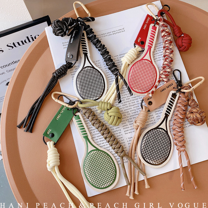 Hd9330A11 Leather Tennis Racket Sports Windmill Keychain Pendant Braided Rope Bag Pendant Mobile Phone Hanging Chain