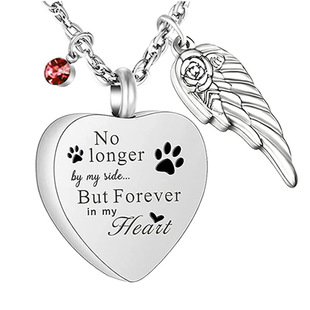 Fashion New in Memory of Family Pet Necklace with Ashes and Hair Perfume Pendant Stainless Steel Heart-Shaped Wings Necklace