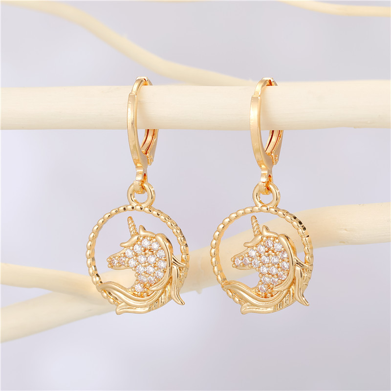 fashion round hollow microinlaid zircon alloy animal earringspicture4